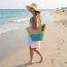 Straw Tote: Woven Wheat Straw Tote - 2 Tones - Turquoise - BG-R11052TQ